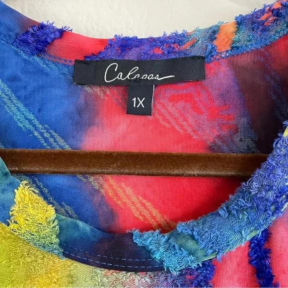 Calessa Tie Dye Asymmetrical Hem Art To Wear Top Size 1X - Picture 2 of 5
